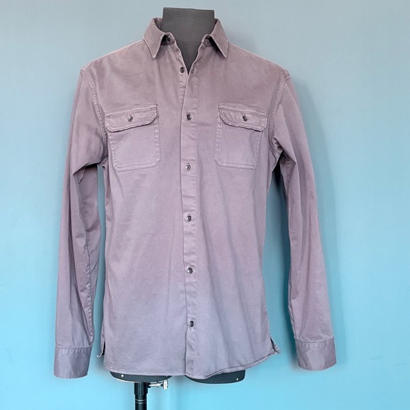 AllSaints Bryant Utility Work Shirt | Size M | Dark Gray 100% Cotton Stretch - Picture 3 of 7